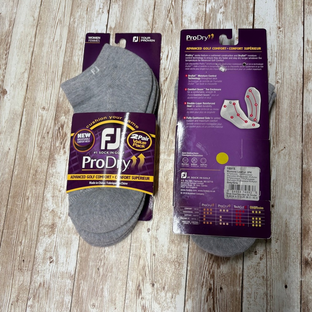 4 pair FootJoy ProDry Golf Socks Womens 6-9 Grey Low Cut 2 (2 Pair Pack) 16915